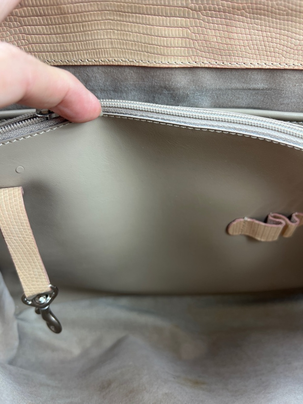 BRAHMIN Vintage Python Embossed Leather Classic Satchel - Silver Hardware - Picture 14 of 17